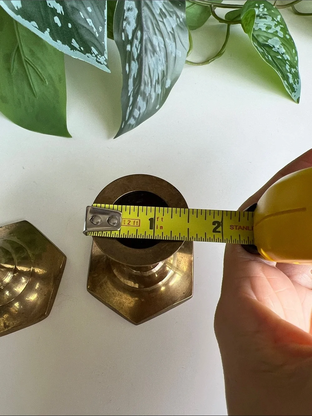 Vintage Brass Candle Holders Short Pair Set of 2